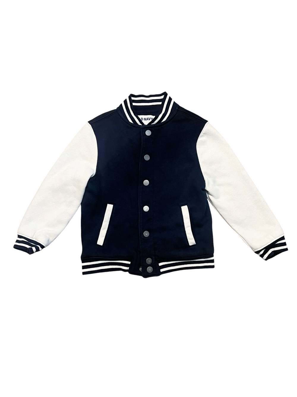 Kids Navy and White Varsity Jacket